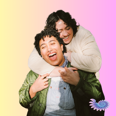 Happy queer couple celebrating transgender awareness month